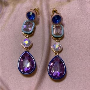 Statement gemstone dangle earrings